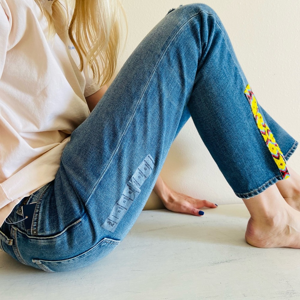 New Polo Ralph Lauren The Callen High Rise Slim Jeans southwestern beading boho - Picture 2 of 11
